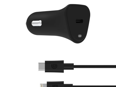 Griffin PowerJolt USB-C PD 18W Car Charger with USB-C to Lightning Cable - Black Online now