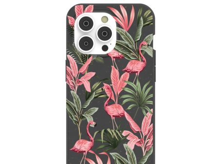 Black Flamingo Party iPhone 14 Pro Case with MagSafe Module Supply