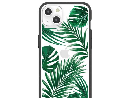 Clear Tropical Leaves iPhone 13 Case With Black Ridge on Sale