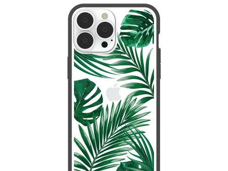 Clear Tropical Leaves iPhone 13 Pro Max Case With Black Ridge For Discount