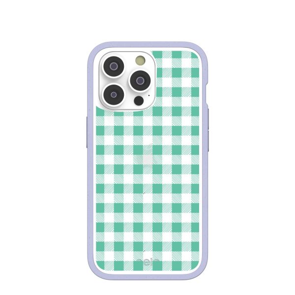 Clear Green Gingham iPhone 14 Pro Case With Lavender Ridge For Cheap