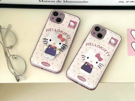 Hello Kitty Leather Embroidery Case For iPhone For Cheap