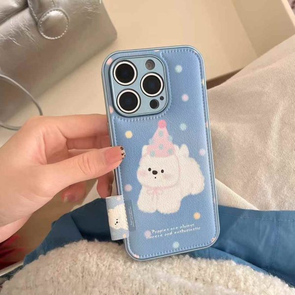 Puppies Are Always Sincere  ! Leather Case For iPhone Online now