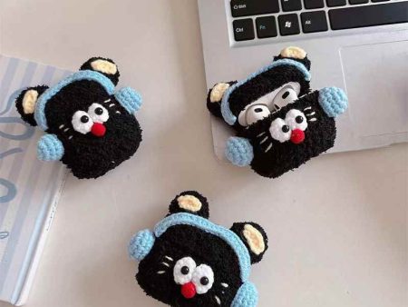 Cute Cat With Headphone Crochet Style Airpod Case Online Sale