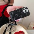 Leather Embossed  Heart Pattern Case For iPhone With Bow Charm Online Sale