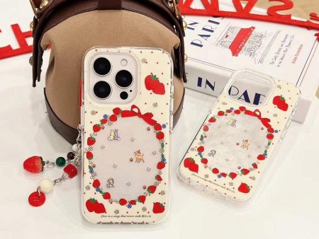 Strawberry With Animal Silicon Case For iPhone With Strawberry Charm For Sale