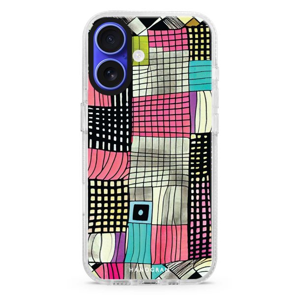 Abstract Checked Pattern MagSafe Compatible Ultra Clear Case Fashion