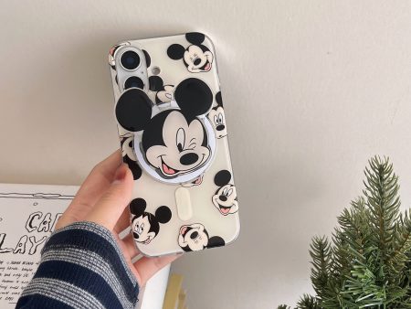 Cartoon Face Pattern Designer Magsafe Silicon Case for iPhone With Holder Online now