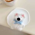 Cute White Puppy With Scarf Plush Airpod Case For Sale