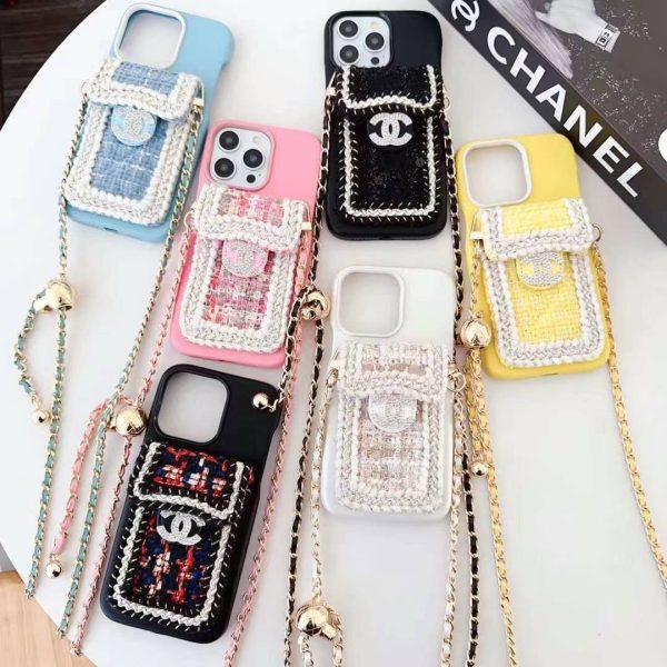 Luxury Branded Leather Crochet Wallet Case For iPhone With Sling Supply