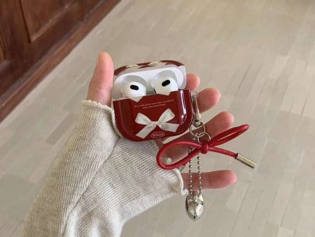 Bow Pattern Silicon Airpod Case With Cute Bow And Heart Charm Sale