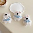 Cute White Puppy With Scarf Plush Airpod Case For Sale