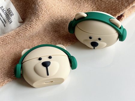 Teddy Boy With Headphones Silicon Airpod Case Online Hot Sale