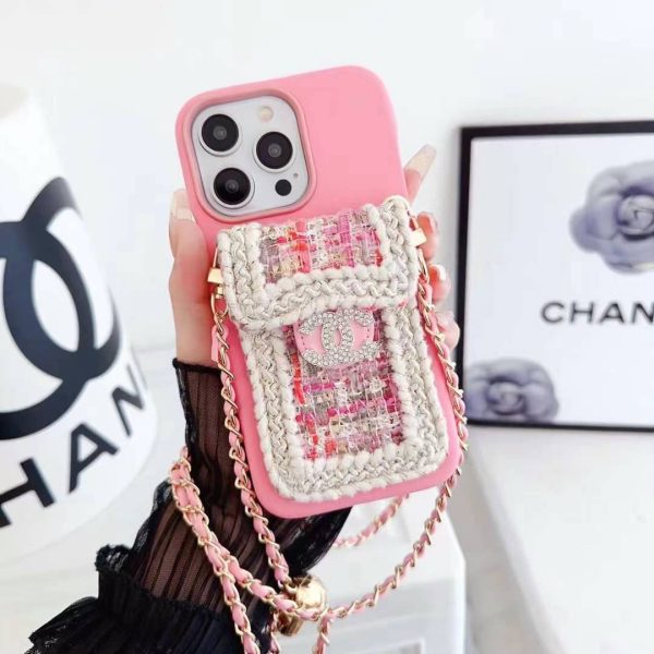 Luxury Branded Leather Crochet Wallet Case For iPhone With Sling Supply