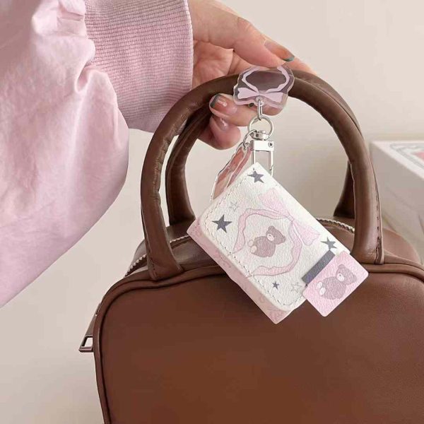 Baby Bear Leather Airpod Case With Bear Charm Online Hot Sale