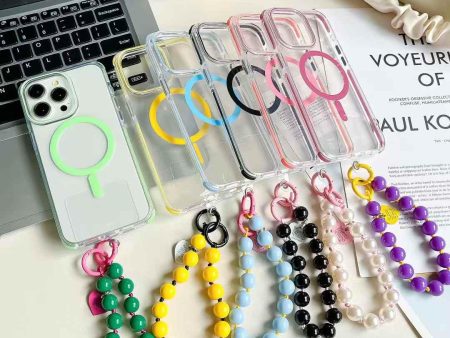 Solid Color Magsafe Designer Silicon Case for iPhone With Beaded Charm For Sale