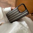 Aesthetic Stripes Leather Silicon Case for iPhone on Sale