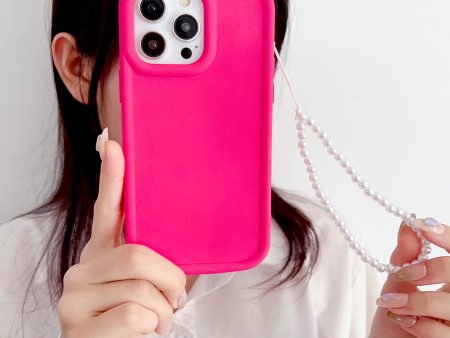 Solid Color iPhone Case With Beaded Charm ( Deep Pink ) Hot on Sale