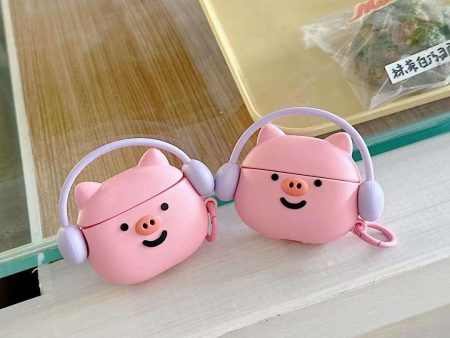 Cute Pig Design With Headphone Silicon Aipod Case Online Sale