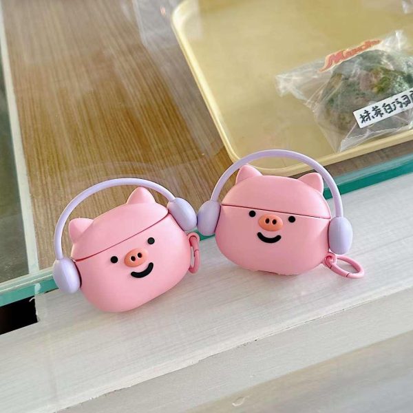 Cute Pig Design With Headphone Silicon Aipod Case Online Sale