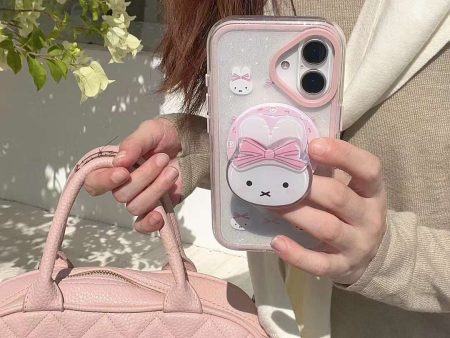 Transparent Bunny Designer Silicon Magsafe Case for iPhone With Holder Hot on Sale