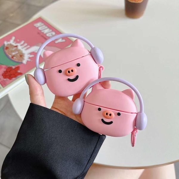 Cute Pig Design With Headphone Silicon Aipod Case Online Sale