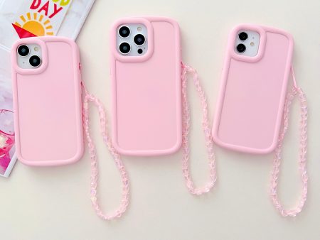 Solid Color iPhone Case With Pink Heart Crystal Charm ( Light Pink ) Fashion