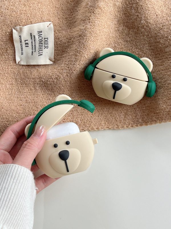 Teddy Boy With Headphones Silicon Airpod Case Online Hot Sale