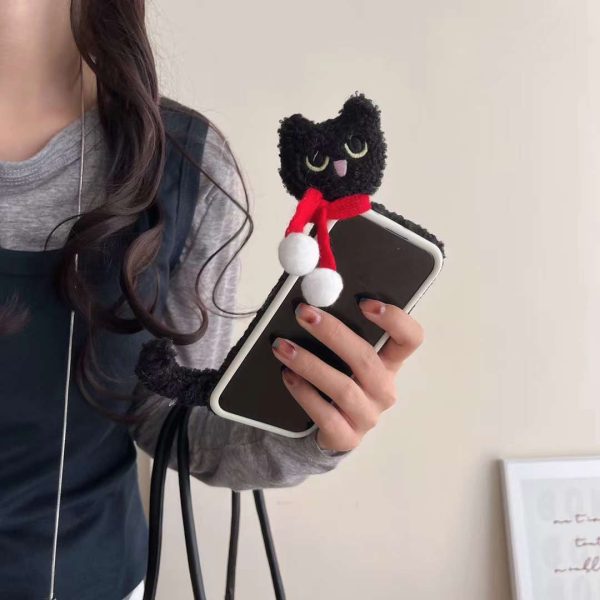 Baby Kitten Shape Warm Plush With Bow Silicon iPhone Case Fashion