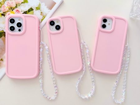 Solid Color iPhone Case With Heart Crystal Charm ( Light Pink ) Hot on Sale