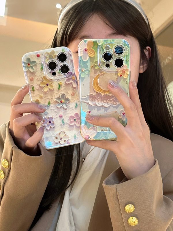 3D Effect Holographic Effect Silicon Case for iPhone With Diamond Camera Protection Online Hot Sale