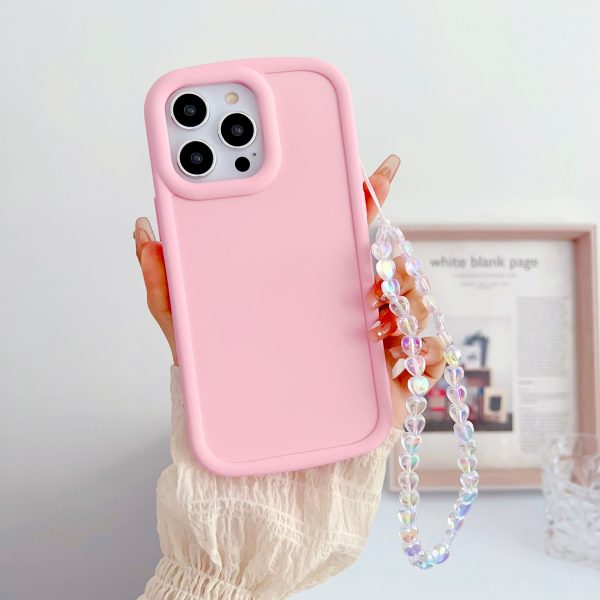 Solid Color iPhone Case With Heart Crystal Charm ( Light Pink ) Hot on Sale