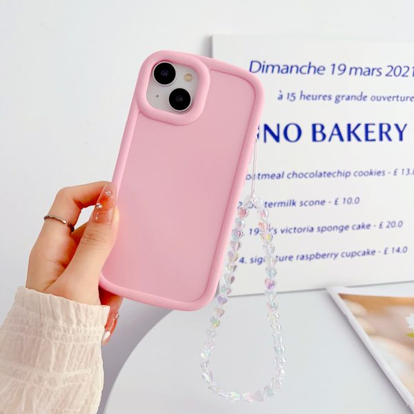 Solid Color iPhone Case With Heart Crystal Charm ( Light Pink ) Hot on Sale